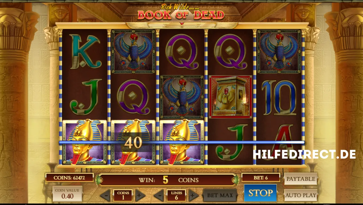 Drehung ohne Gewinnkombination im Book of Dead Slot